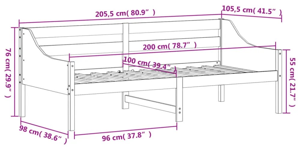 kanapéágy ágy matrac viaszbarna 100x200 cm tömör fa fenyőfa