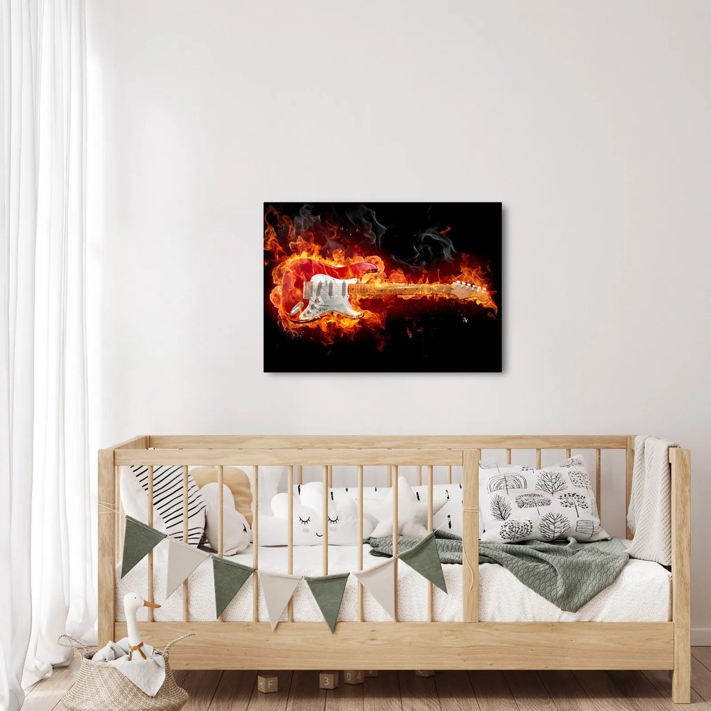 Kép - Gitár a lángokban (70x50 cm)