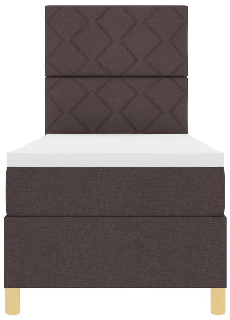 Box Spring Ágy Matrac & LED Sötétbarna 80x200 cm Szövet