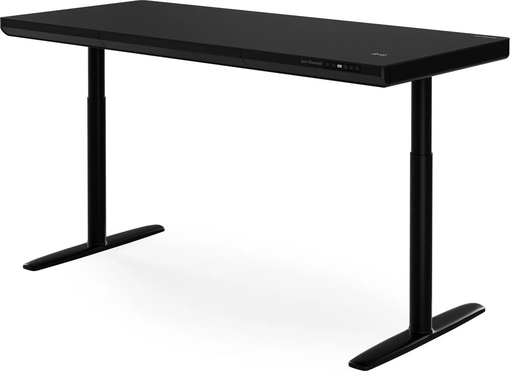 Elektromos ülő-álló íróasztal fiókkal és Qi vezeték nélküli töltővel fekete, 1600 mm: ELLIS