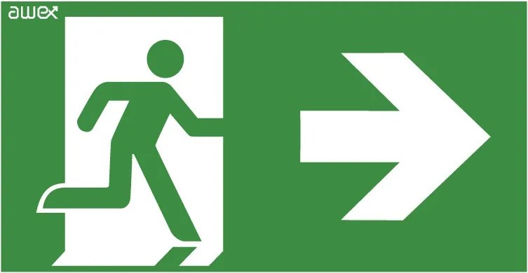 Piktogram Irány A Menekülési Kijárathoz Jobbra, 150x300mm