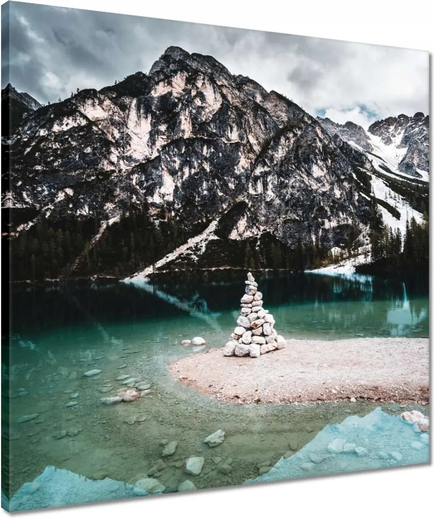 Vászonkép 50x50 Hegyi tájkép tóval