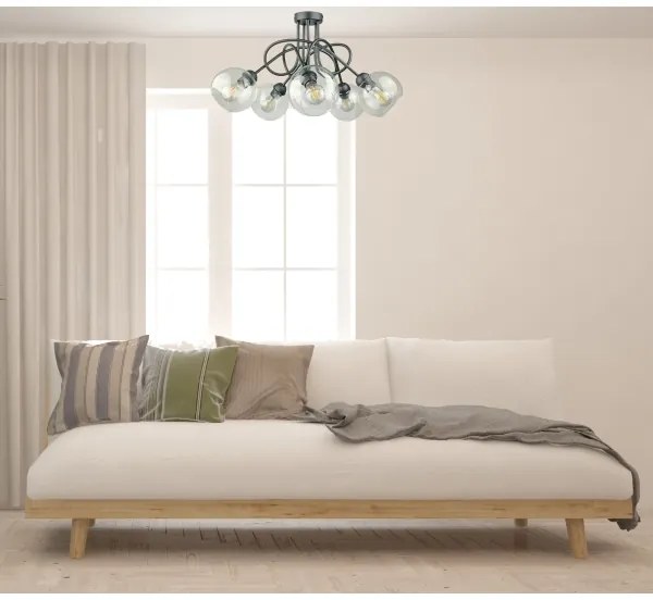 Felületre szerelhető csillár  EVIE 5xE27/60W/230V antracit/átlátszó