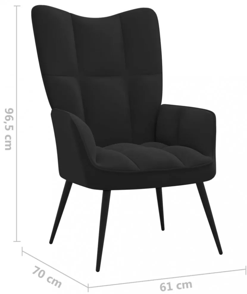 fekete bársony pihenőfotel zsámolynal