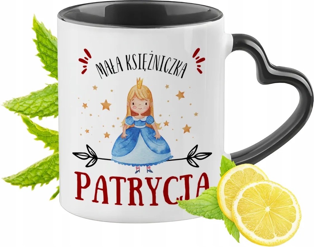 Fekete bögre szív alakú füllel Patríciának Ideális Ajándék