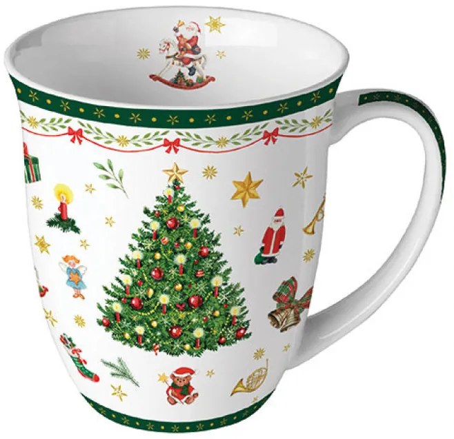 Karácsonyi porcelán bögre Christmas Evergreen White