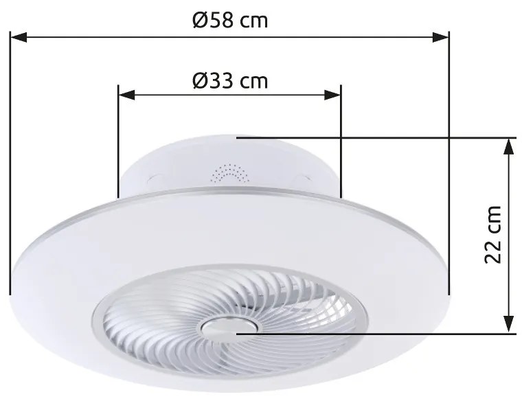 Globo Kello 03623 távirányítós, ventilátoros mennyezetlámpa, 40W LED, 3000K-6000K, 100-1900 lm