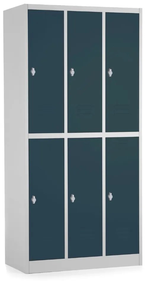 Fém szekrény - 6 doboz, 90 x 45 x 185 cm, csavaros zár, antracit - ral 7016