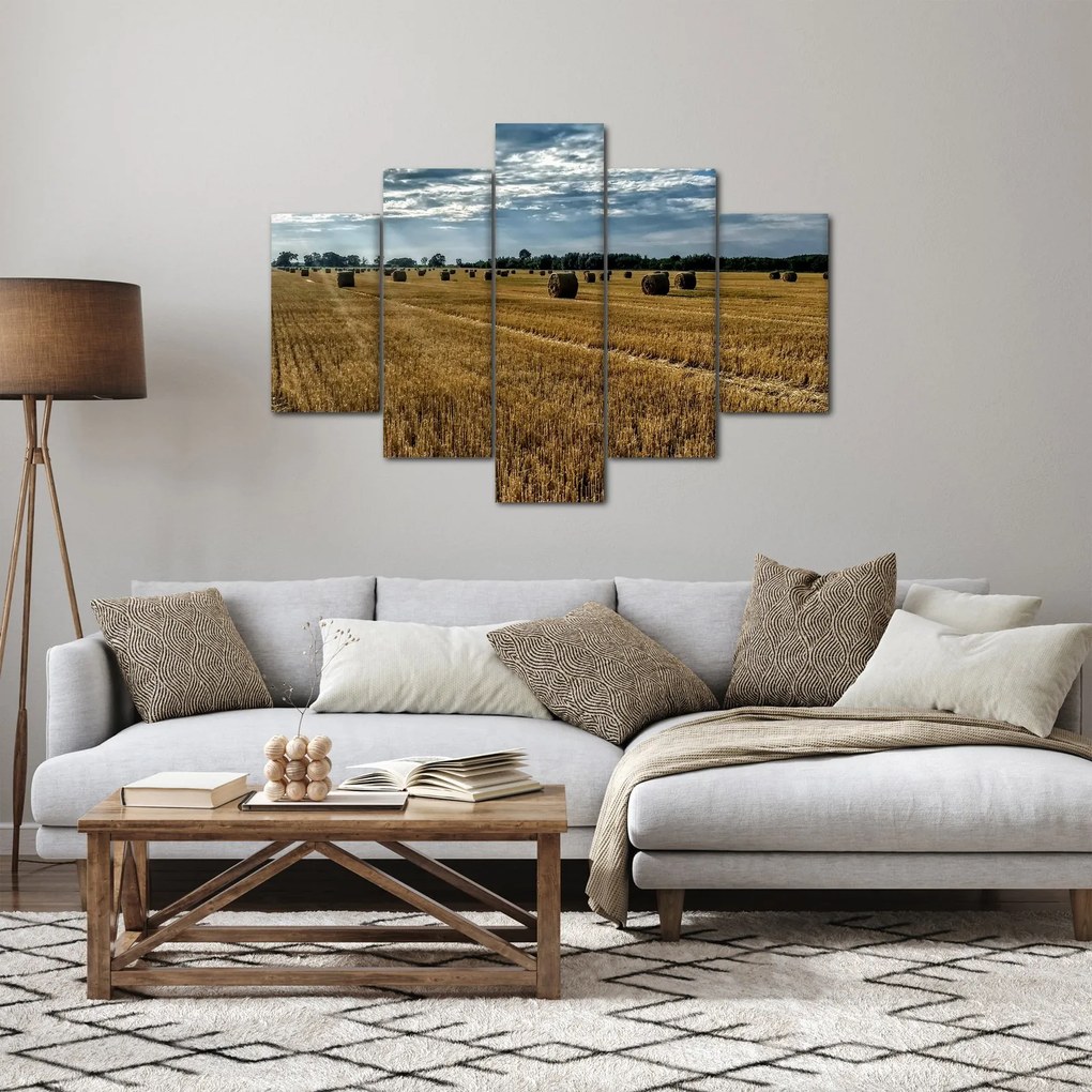 Betakarított gabona mező képe (150x105 cm)