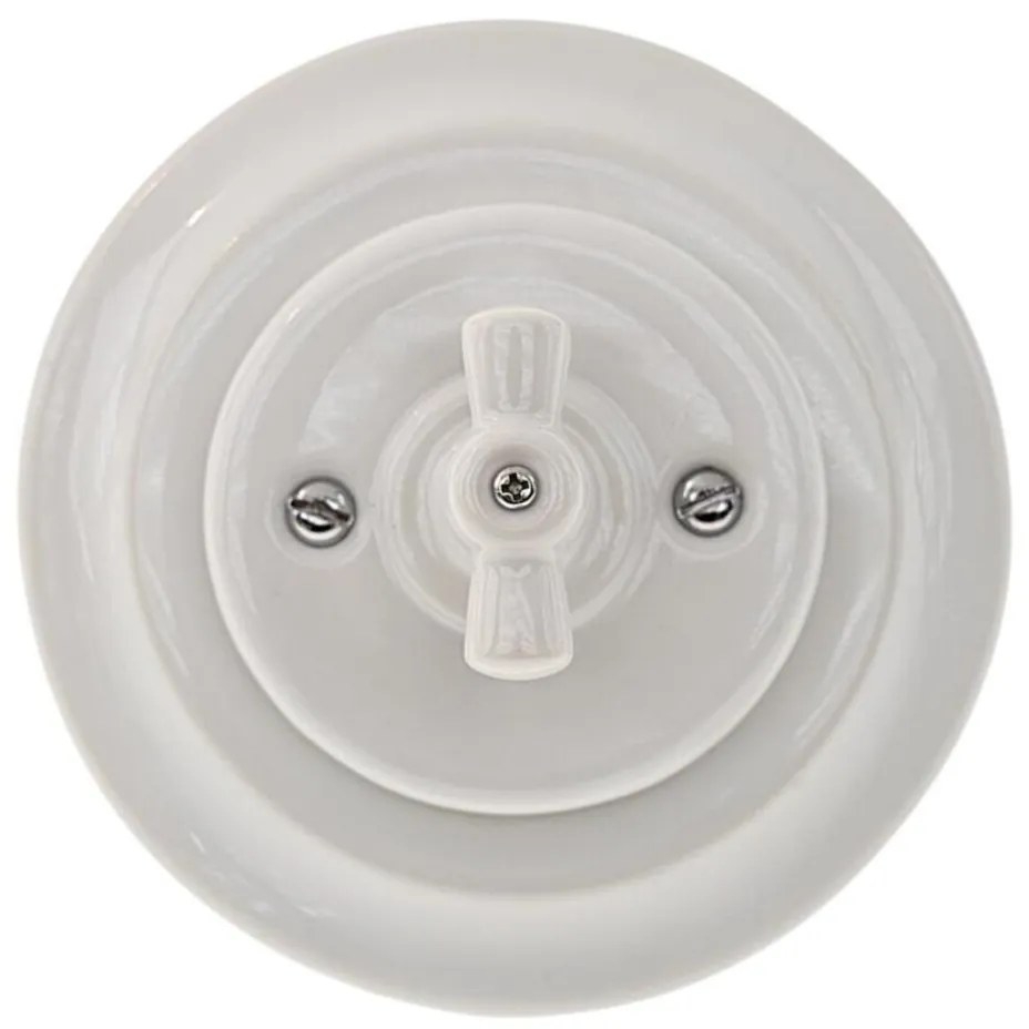 Bohemia-Design - Retro porcelán forgókapcsoló 7-es kerettel, fehér