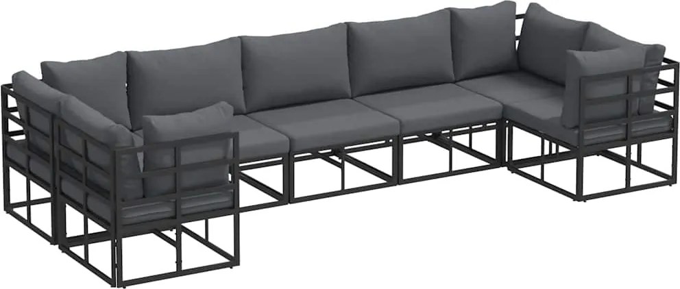 vidaXL Kerti Kanapé Szett párnával 7 pcs Fekete Alumínium