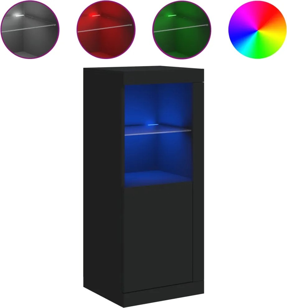 vidaXL fekete tálalószekrény LED-világítással 41 x 37 x 100 cm