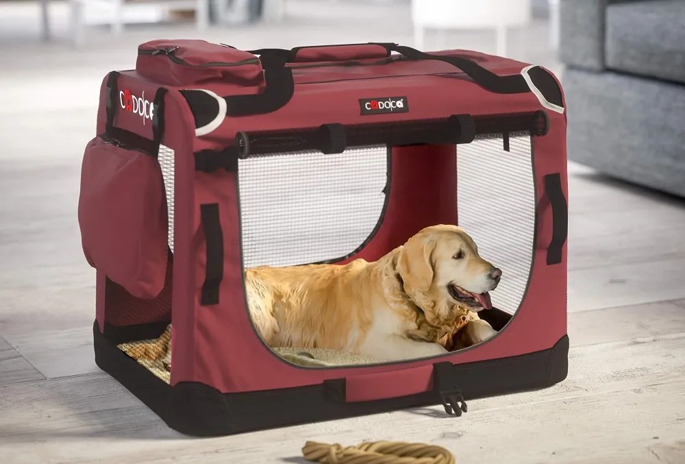 ELI kutya/macska szállítótáska, 60x42x42cm, sötétpiros Cadoca