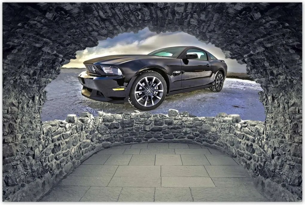 Poszterek 60x40 Ford Mustang a hóban Autó Klasszikus Made in Usa