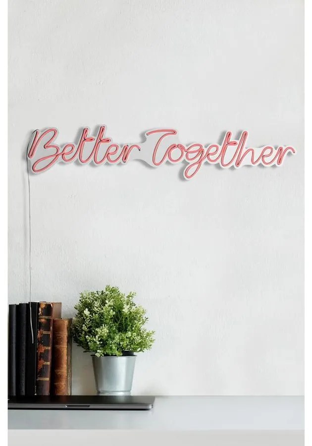 Műanyag LED-es fali dekoráció, Better Together - Pink