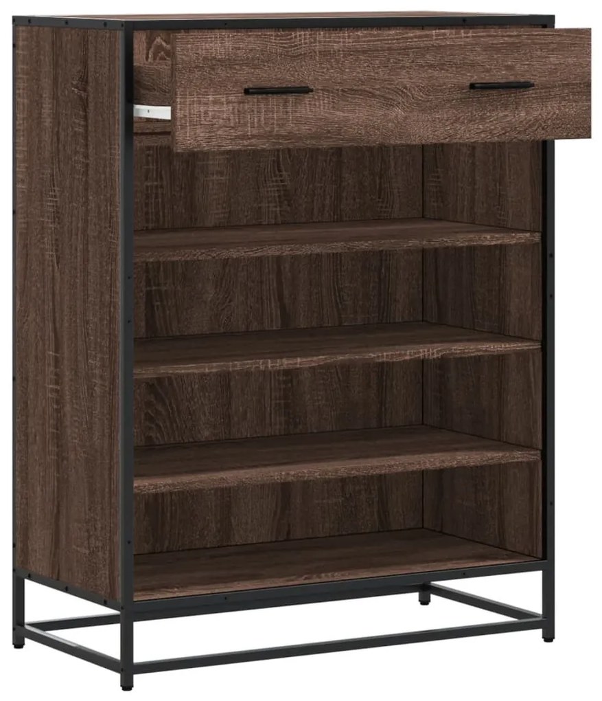barna tölgy színű szerelt fa és fém cipőszekrény 75x38x97,5 cm