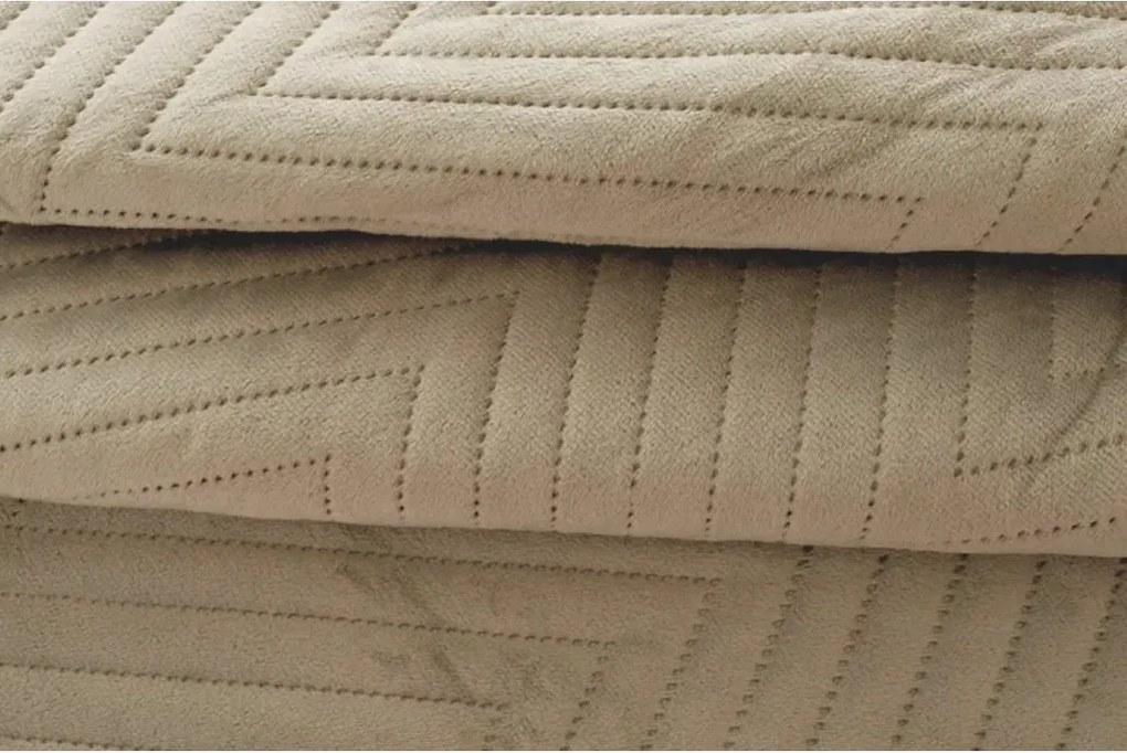 Bézs bársony ágytakaró ARROW VELVET Méret: 200 x 220 cm