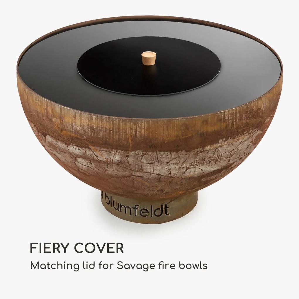 Firebowl Savage Lid, tűzrakóhely fedél, 40 cm, acél, fa fogantyú