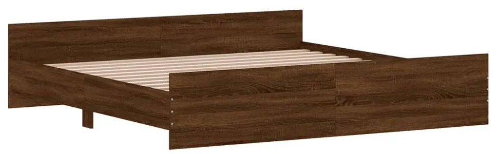 barna tölgyszínű fém ágykeret fej- és lábtámlával 200 x 200 cm