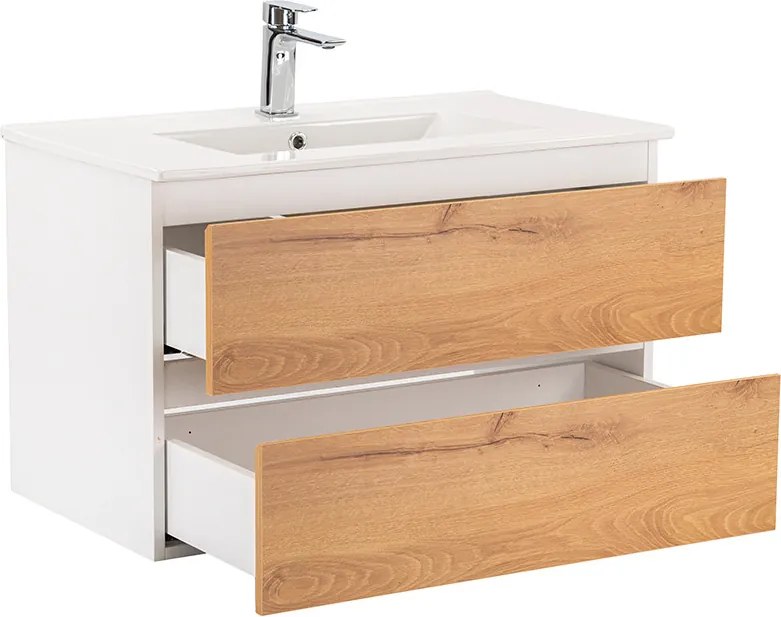 Vario Forte 80 alsó szekrény mosdóval fehér-tölgy