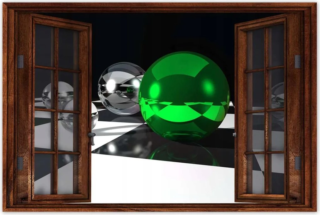 Poszterek 120x80 Zöld gömb Sakktábla