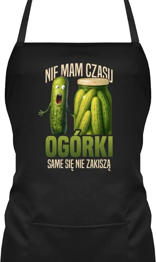 Ajándék kötény nyomott mintával Nincs időm, az uborka nem fog magától megcsúszni