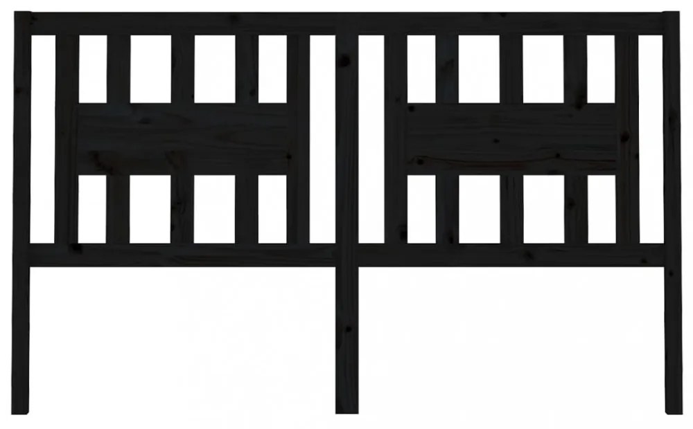 fekete tömör fenyőfa fejtámla 166 x 4 x 100 cm