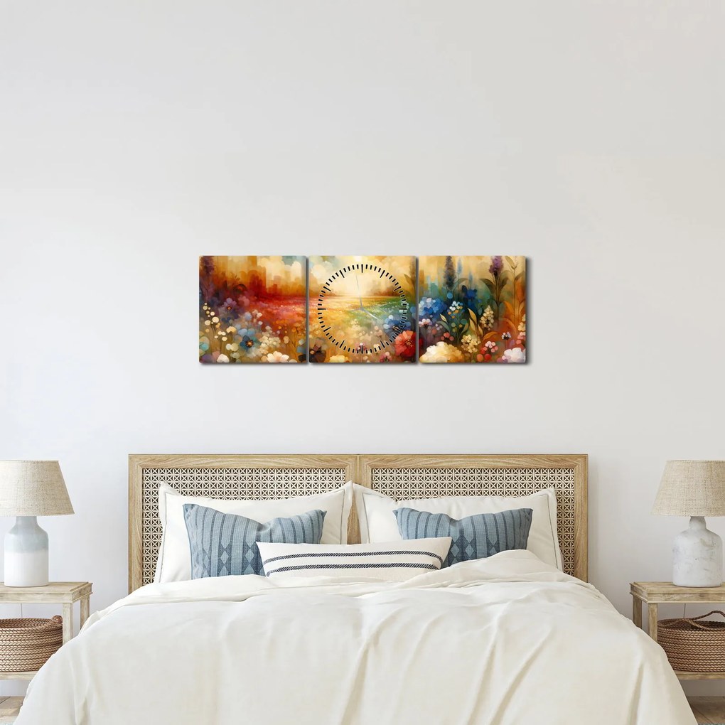 Kép - Színes rét (órával) (90x30 cm)
