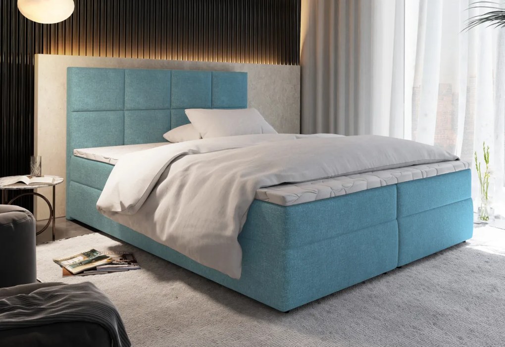 LENY kárpitozott boxspring ágy, 180x200, kronos 27
