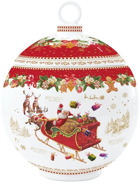 Karácsonyi porcelán keksztároló gömb, 18x18x23 cm, díszdobozban - Christmas Memories