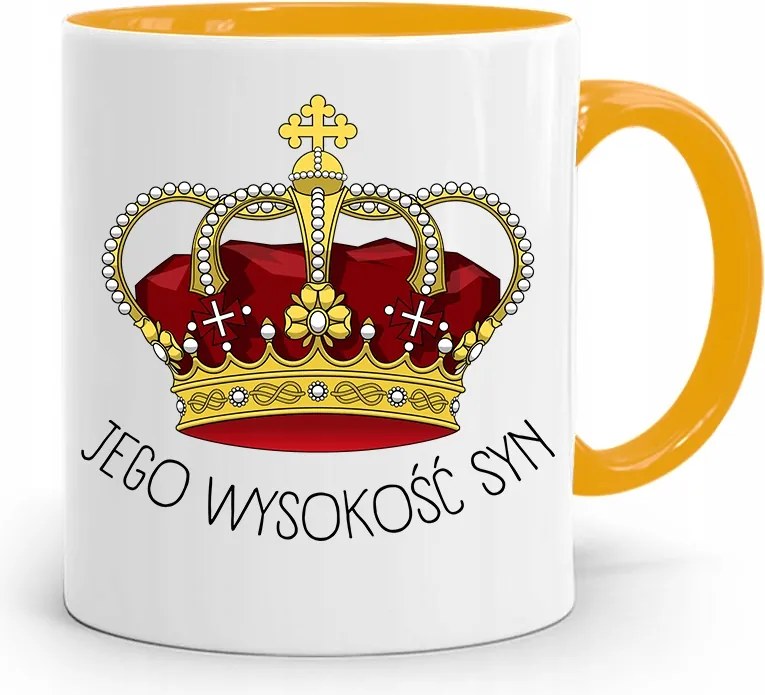 Sárga Bögre Ajándék Fiának Őfelsége Fiú nyomtatott fényképpel