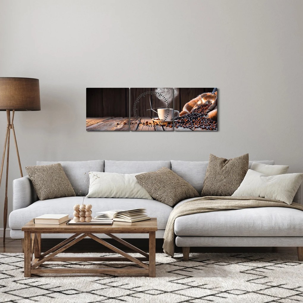 Kép - Kávé idő (órával) (90x30 cm)