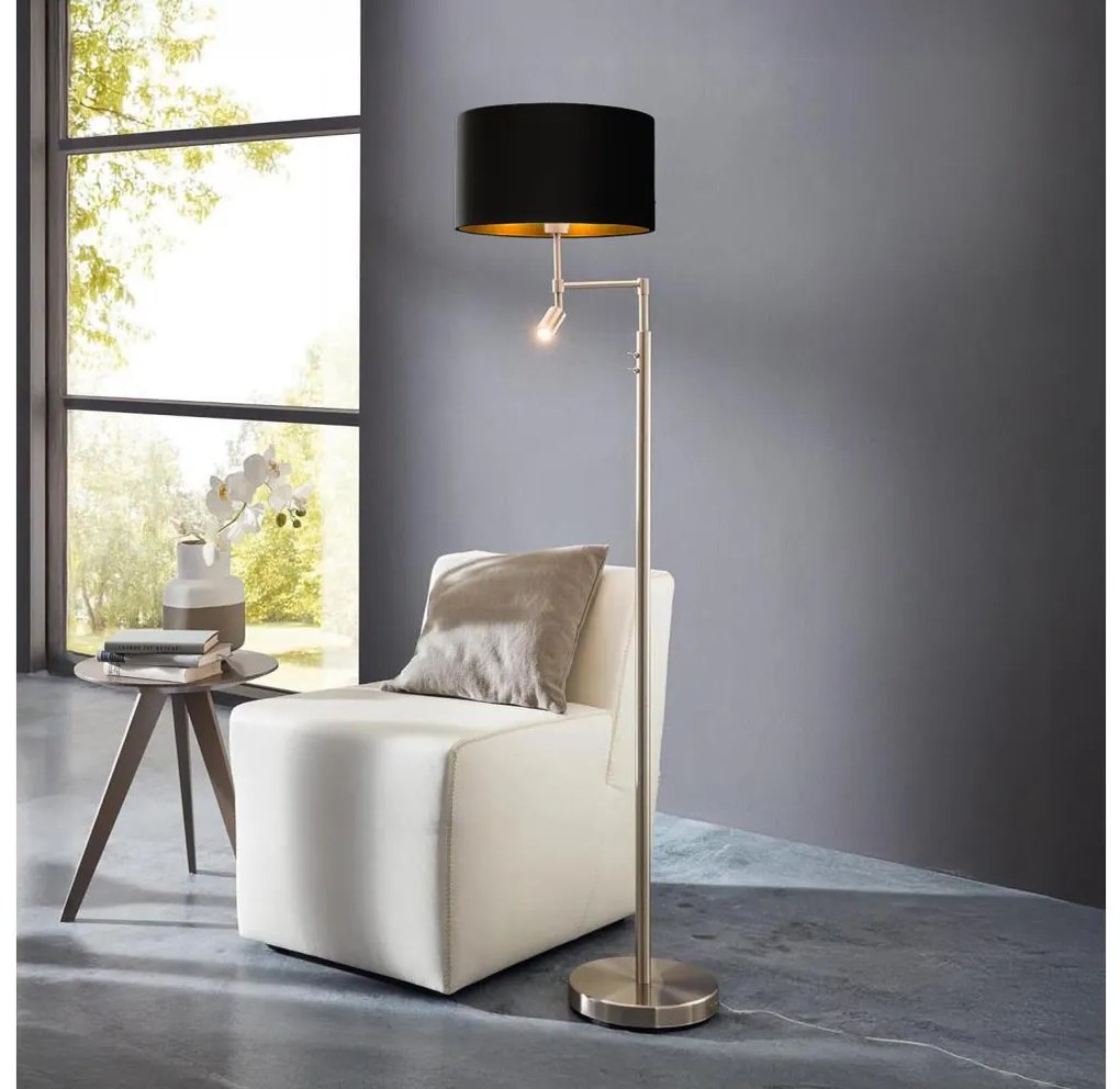 Eglo - LED Állólámpa TUNJA 1xE27/60W/230V + LED/2,1W átm. 38 cm króm/fekete