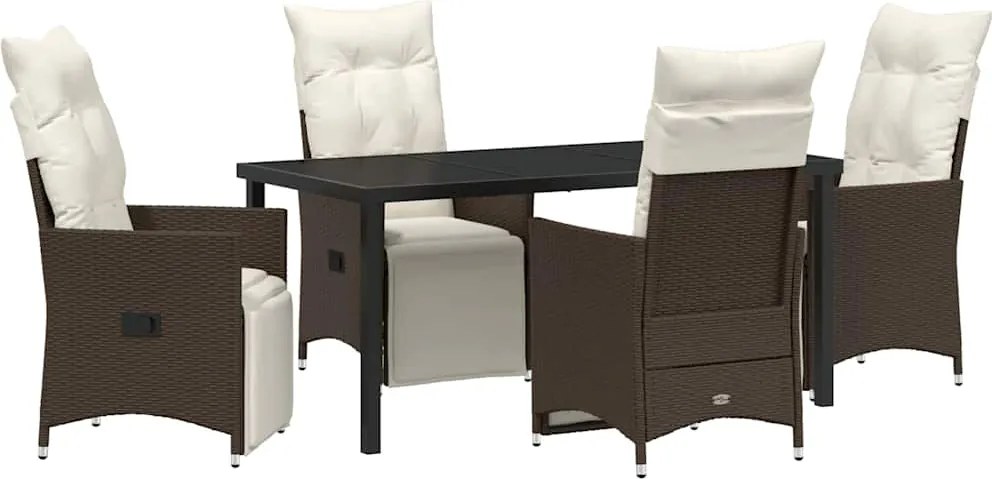 vidaXL Kert étkező szett párnával 5 pcs Barna polirattan