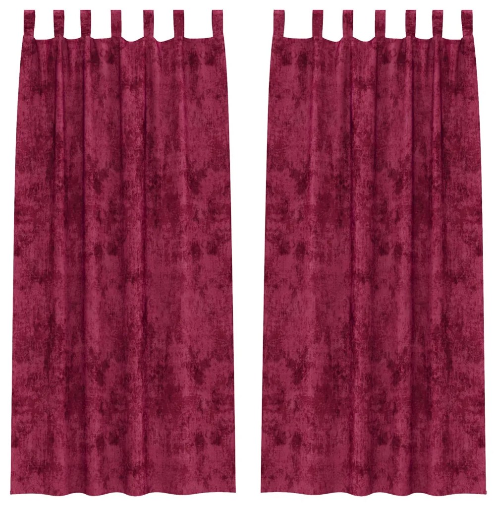 Velúr Függönyök 2 db Fülekkel Burgundi Vörös 245x140 cm