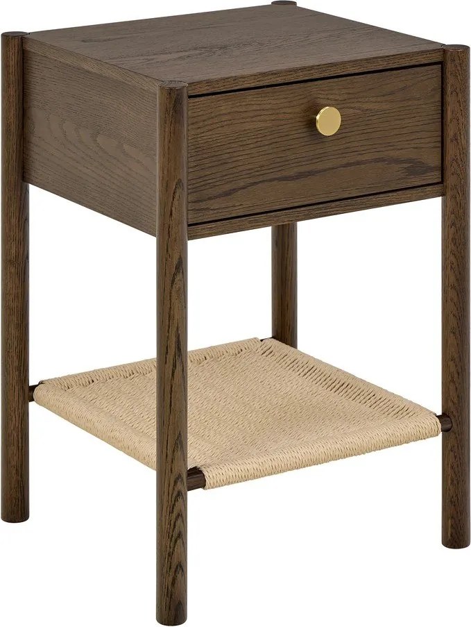 Sötét natúr színű éjjeliszekrény tölgyfa dekorral Monfort – Actona