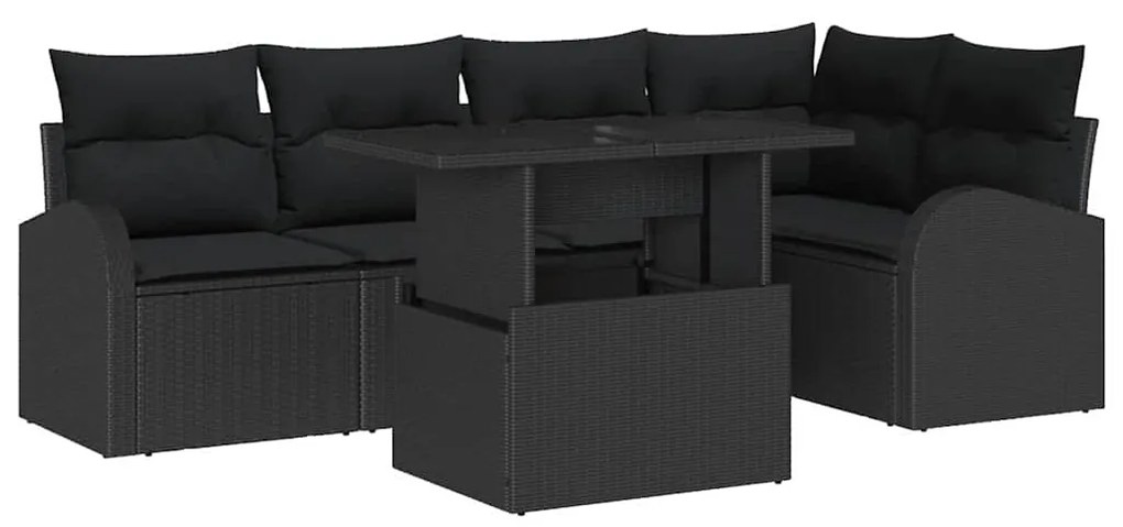 Kerti Kanapé Szett párnával 6 pcs Fekete 100 x 55 x 73 cm