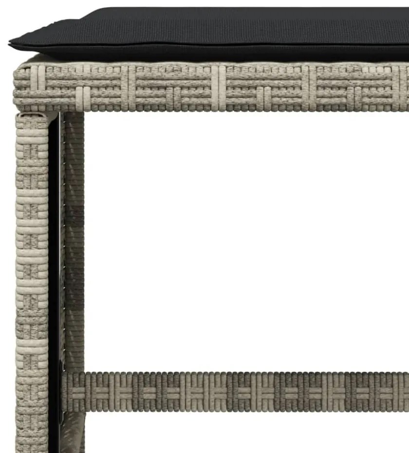 9részes világosszürke polyrattan kerti étkezőgarnitúra párnával