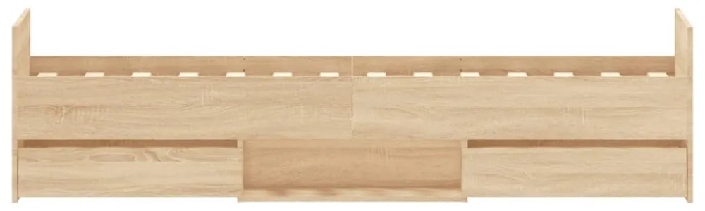 sonoma tölgy színű ágykeret fej- és lábtámlával 75 x 190 cm