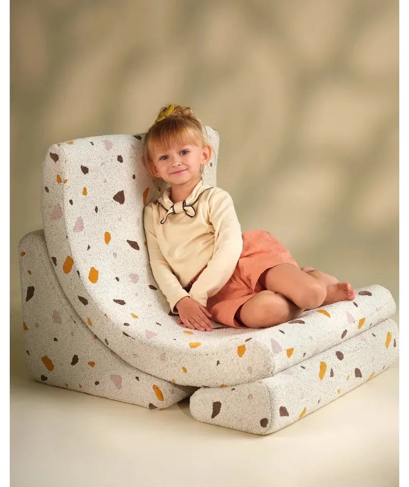 Fehér buklé-zsenília gyerek fotel Terrazzo Moon – Wigiwama