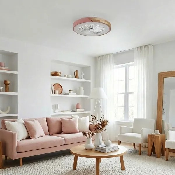 Brilagi - LED dimmelhető lámpa ventilátorral LED/38W/230V 50 cm rózsaszín/tölgy +távirányító
