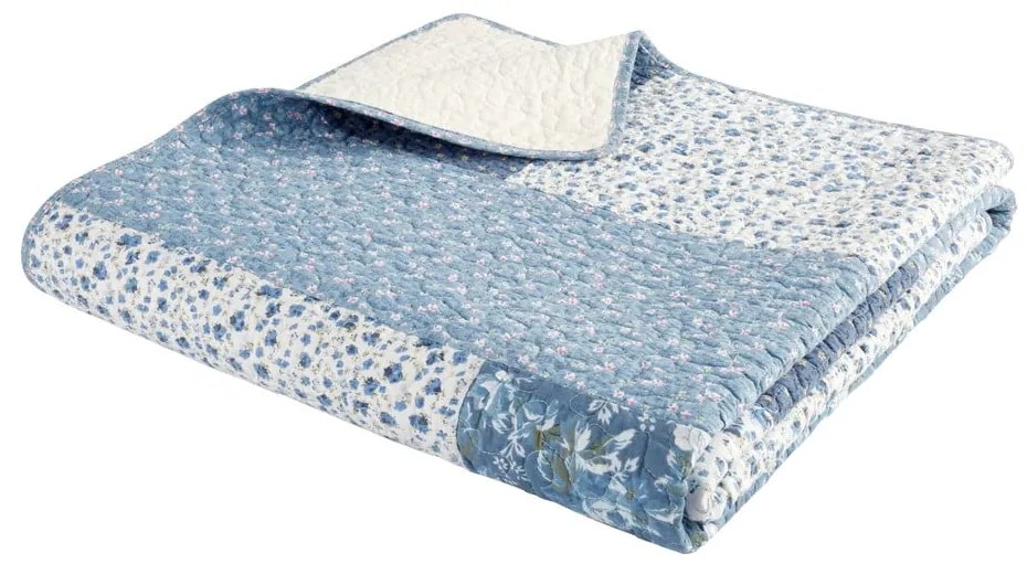 Kék pamut steppelt ágytakaró 220x230 cm Floral Patchwork – Bianca