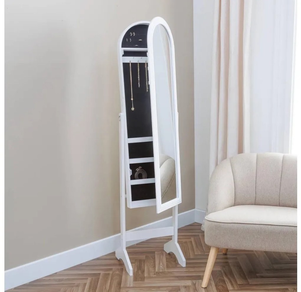 Atmosphera - LEXY álló tükör ékszertartóval 158x38 cm fehér