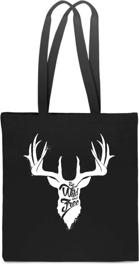 Öko pamut bevásárló táska Be Wild Free vad szabad szarvas agancs TT_198