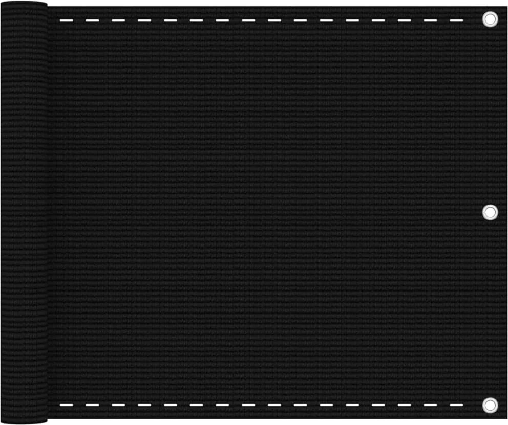 vidaXL fekete HDPE erkélytakaró 75 x 500 cm