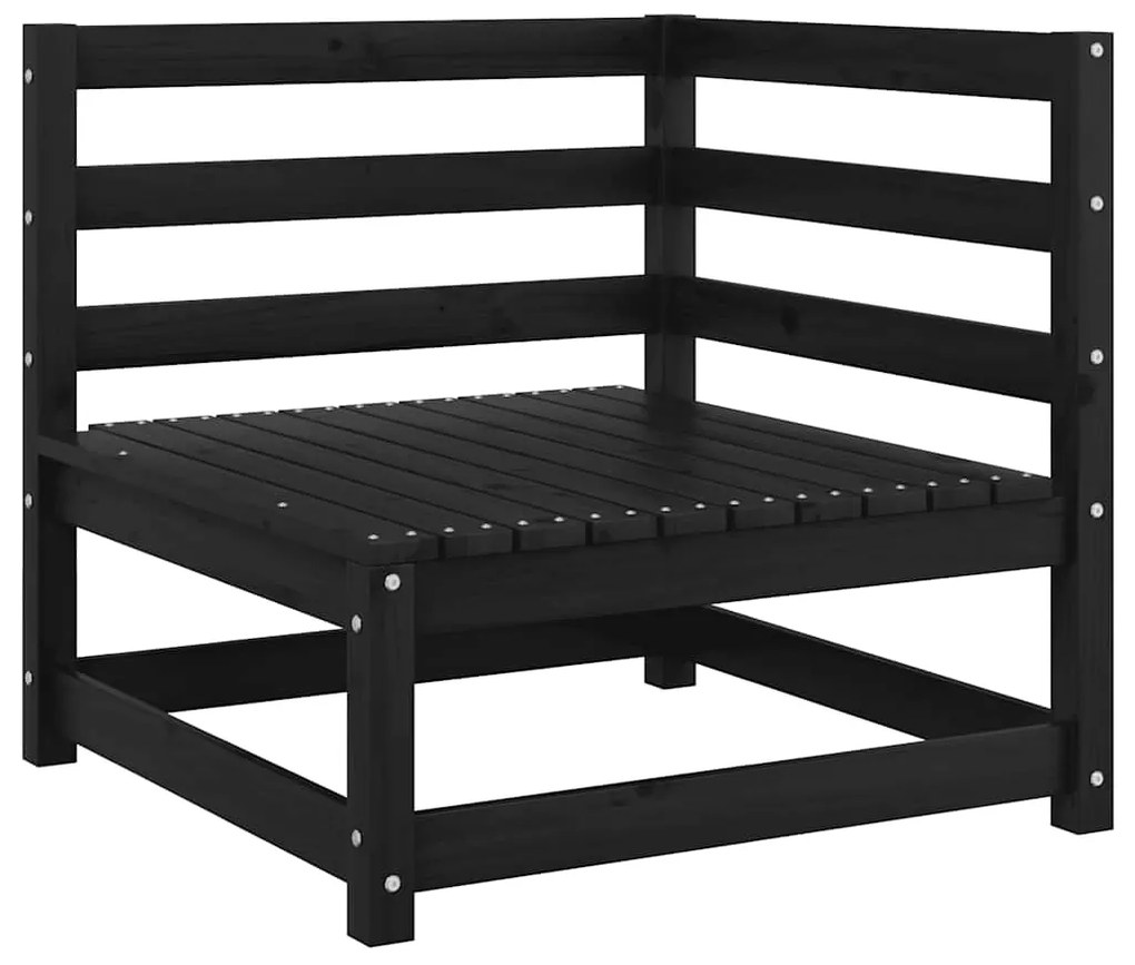 vidaXL kétszemélyes fekete tömör fenyőfa kerti kanapé párnákkal