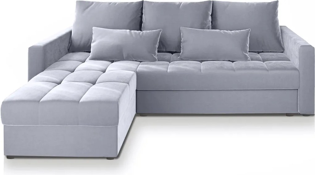 Világosszürke kihúzható sarokkanapé ZENOVA 220 x 140 cm, kétoldalas
