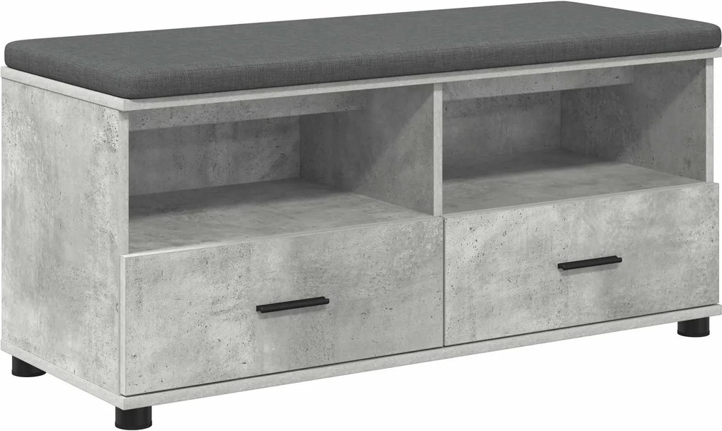 vidaXL Előtér pad Beton Szürke 100 x 38 x 46 cm Műanyag Fa és Szövet