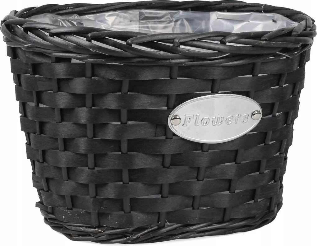 Fekete Ovális Fonott Kosár 31x25x21 cm HL07727.L