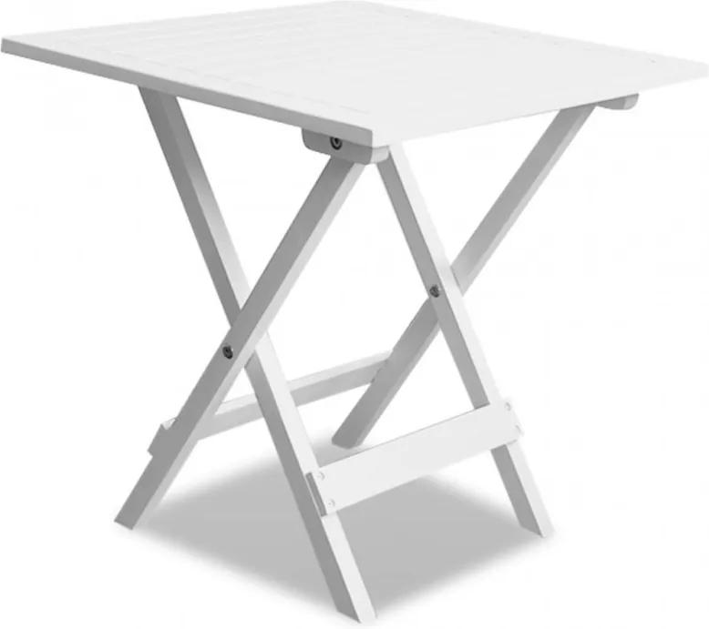 Fehér tömör akácfa bisztróasztal 46 x 46 x 47 cm